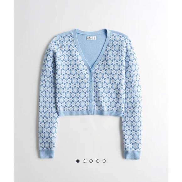 Hollister Women's Blue/White Cropped Button Up Cardigan Sweater Size Large NWOT - Picture 1 of 8